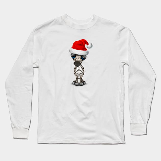 Baby Zebra Wearing a Santa Hat Long Sleeve T-Shirt by jeffbartels